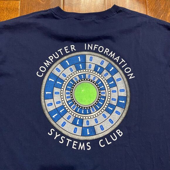 Hanes Vintage CIS Computer Information Systems Navy T-Shirt Men's Size Large - Picture 5 of 8